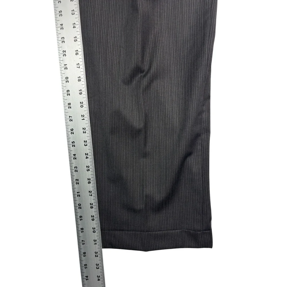 Jos A Bank 46R 40x32 Charcoal Pinstripe 2pc Pant Suit Signature Gold Pleated